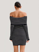 Striped Open Shoulder Dress